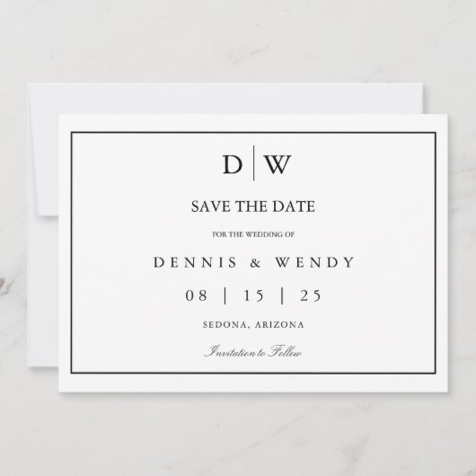 Minimalist Monogram Wedding Save The Date (Vorderseite)