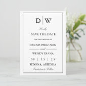 Minimalist Monogram Wedding Save The Date (Stehend Vorderseite)