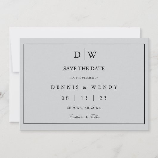 Minimalist Monogram Wedding Save The Date (Vorderseite)