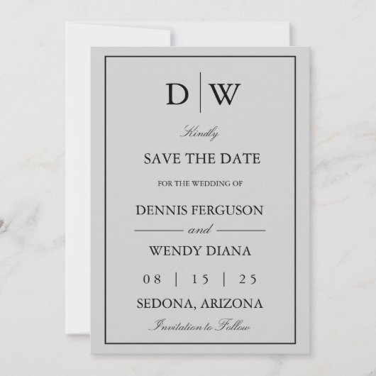 Minimalist Monogram Wedding Save The Date (Vorderseite)