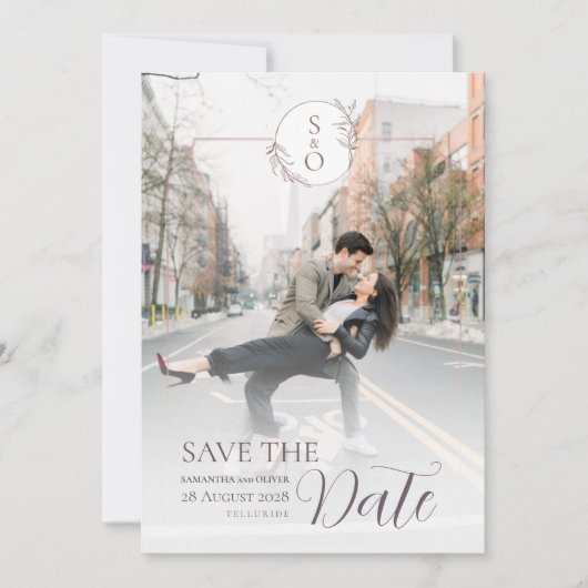 Minimalist Monogram Wedding Save the Date Card (Vorderseite)
