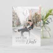 Minimalist Monogram Wedding Save the Date Card (Stehend Vorderseite)