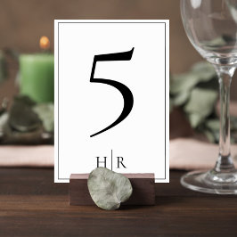 Minimalist Monogram Wedding Table Number Card Tischnummer