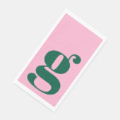 Minimalist Monogrammed Initial Bold Pink Green Serviette (Ecke)
