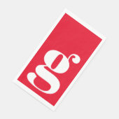 Minimalist Monogrammed Initial Bold Red Serviette (Ecke)