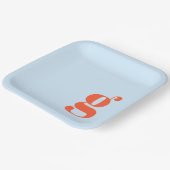 Minimalist Monogrammed Initial Retro Blue Orange Pappteller (Gewinkelt)