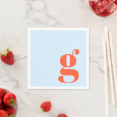 Minimalist Monogrammed Initial Retro Blue Orange Serviette (Beispiel)