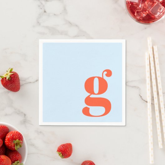 Minimalist Monogrammed Initial Retro Blue Orange Serviette (Beispiel)