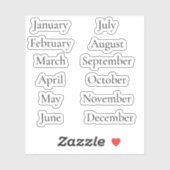 Minimalist Month Stickers January–December Scrip Aufkleber (Blatt)