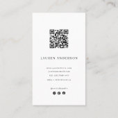 Minimalist Moon Flower Florist Card with QR Code Visitenkarte (Rückseite)