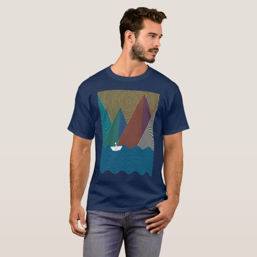 Minimalist mountain and waves T-Shirt (Vorne ganz)
