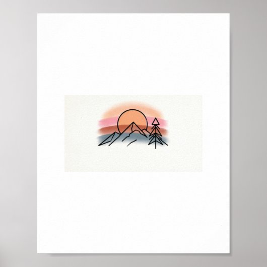 Minimalist Mountain Sunset - Retro Nature Art Desi Poster (Vorne)