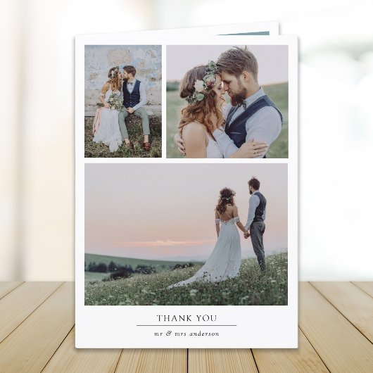 Minimalist Multiple Photos Folded Wedding Dankeskarte
