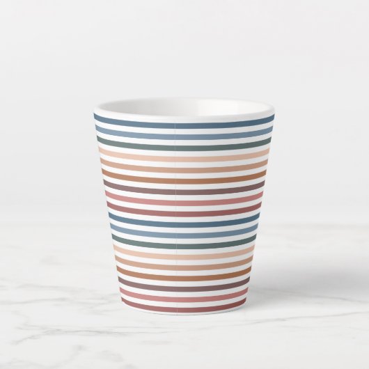 Minimalist Muted Rainbow Lines Milchtasse (Vorderseite)
