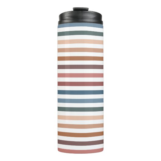 Minimalist Muted Rainbow Lines Thermosbecher (Vorderseite)