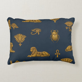 Minimalist Navy & Antique Gold Egyptian Pattern Dekokissen