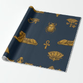 Minimalist Navy & Antique Gold Egyptian Pattern Geschenkpapier (Ungerollt)