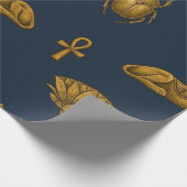 Minimalist Navy & Antique Gold Egyptian Pattern Geschenkpapier (Ecke)
