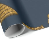 Minimalist Navy & Antique Gold Egyptian Pattern Geschenkpapier (Rolleneckpunkt)