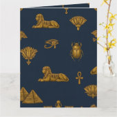 Minimalist Navy & Antique Gold Egyptian Pattern Karte (Gelbe Blume)