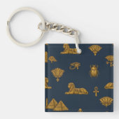 Minimalist Navy & Antique Gold Egyptian Pattern Schlüsselanhänger (Vorderseite)