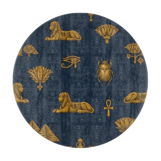 Minimalist Navy & Antique Gold Egyptian Pattern Schneidebrett (Vorderseite)