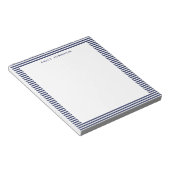 Minimalist Navy Blau Streifen Monogramm Notizblock (angewinkelt)