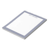 Minimalist Navy Blau Streifen Monogramm Notizblock (Rotiert)