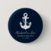 Minimalist Navy Blau & Weiß Benutzername Anker Button (Vorderseite)