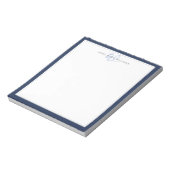 Minimalist Navy Blau Zwei-Rahmen-Monogramm Notizblock (Rotiert)