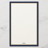 Minimalist Navy Blue and Gold Monogram Briefpapier (Rückseite)