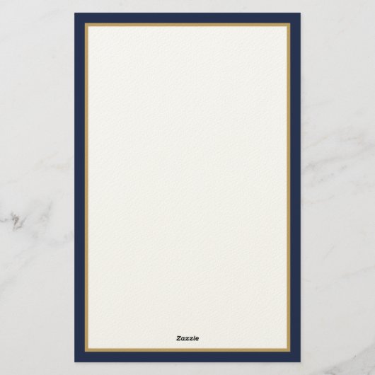 Minimalist Navy Blue and Gold Monogram Briefpapier (Rückseite)