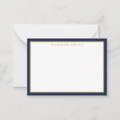 Minimalist Navy Blue and Gold Monogram Mitteilungskarte (Vorderseite)