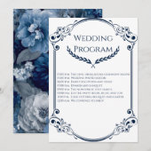 Minimalist Navy Blue and White Wedding Program Programm (Vorne/Hinten)