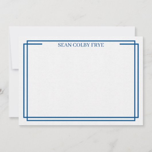 Minimalist Navy Blue Border Note Card Stationery (Vorderseite)