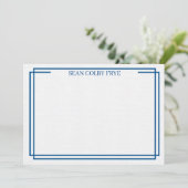 Minimalist Navy Blue Border Note Card Stationery (Stehend Vorderseite)