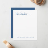 Minimalist Navy Blue Family Stationery Vertical Mitteilungskarte (Vorderseite/Rückseite Beispiel)