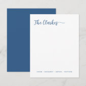 Minimalist Navy Blue Family Stationery Vertical Mitteilungskarte (Vorne/Hinten)