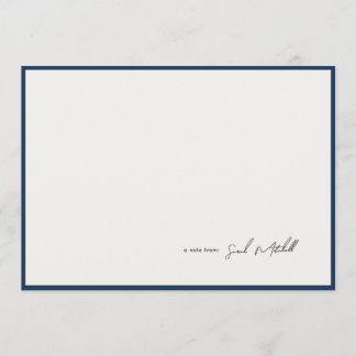 Minimalist Navy Border Personalized Script Mitteilungskarte