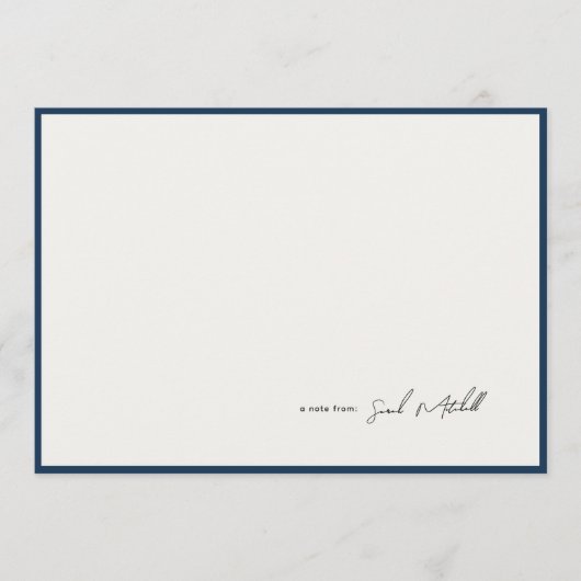 Minimalist Navy Border Personalized Script Mitteilungskarte (Vorderseite)