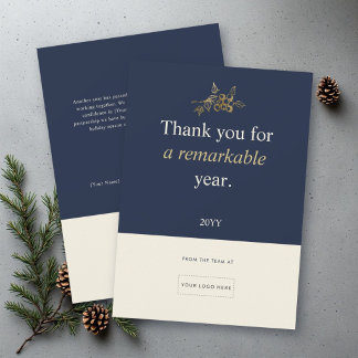 Minimalist Navy Gold Berry Corporate Business Logo Feiertagskarte