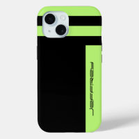 Minimalist Neon Green & Black Simple Modern Stripe