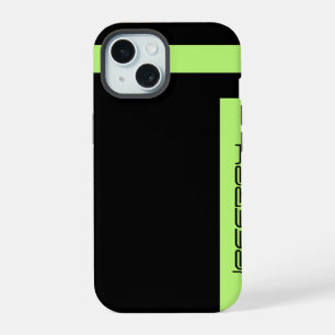 Minimalist Neon Green & Black Simple Modern Stripe iPhone 15 Hülle
