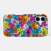 Minimalist Neon Scribble Doodle iPhone 16 case  Hülle (Rückseite (Horizontal))