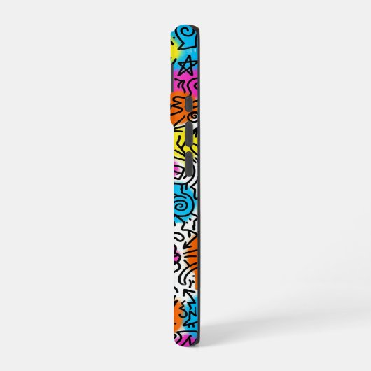 Minimalist Neon Scribble Doodle iPhone 16 case  Hülle (Linke Seite)
