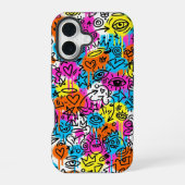 Minimalist Neon Scribble Doodle iPhone 16 case  Hülle (Rückseite)