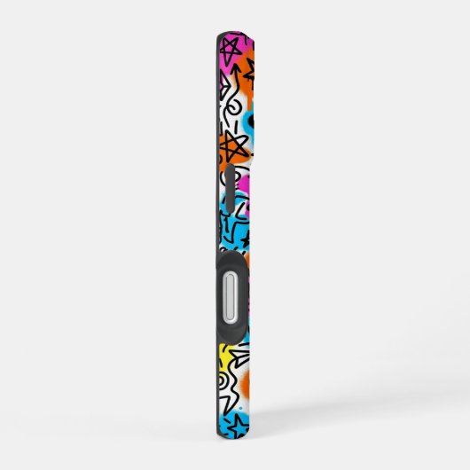 Minimalist Neon Scribble Doodle iPhone 16 case  Hülle (Rechte Seite)