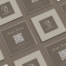 Minimalist Neutral Beige Beauty QR code  Quadratische Visitenkarte