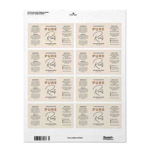 Minimalist Neutral Beige Hair Oil Dropper Bottle (Vorne)