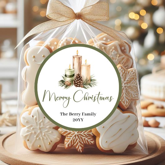 Minimalist Neutral Christmas Tree Personalized  Runder Aufkleber